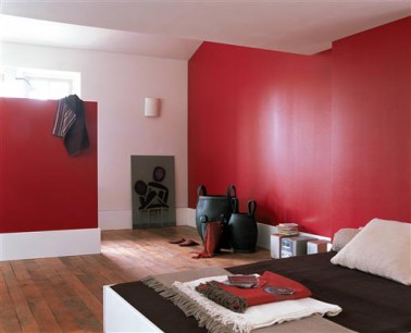 Peinture chambre couleur rouge et blanc