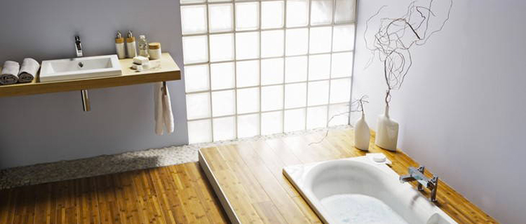 brique de verre pour mur salle de bain decoration zen