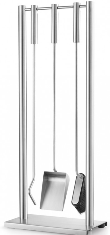 serviteur accessoire de cheminée en inox de chez Sack disponible chez factory Design