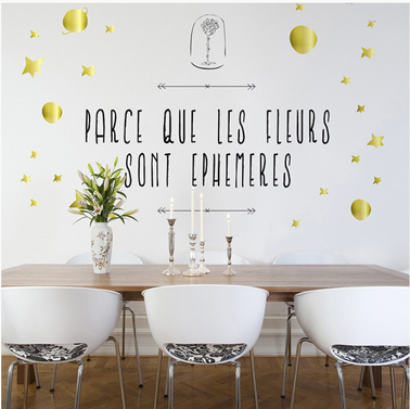 Sticker salle à manger "Les Fleurs sont éphémères" de la collection Le petit Prince chez DécoMinus