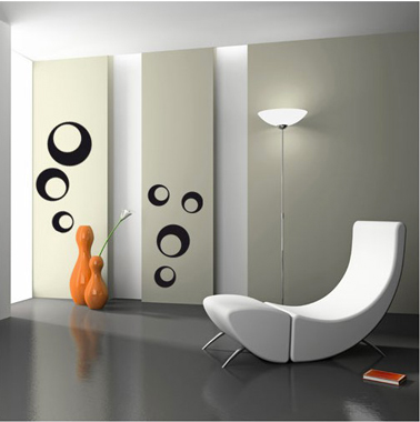 Stickers pour decoration murale dans salon design motif bulles rondes noires chez Méchant Vynil