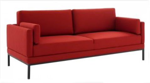 Canapé en tissu rouge 3 places soldé -50% chez Fly