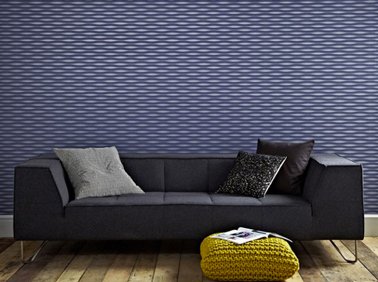 papier peint à motifs bleu style impression 3D. Ref : LUCID chez Graham & Brown