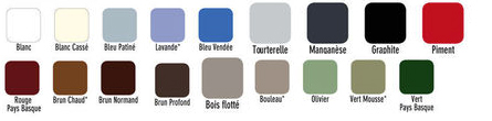 Nuancier 17 couleurs de la peinture bois exterieur Aqua-Stop V33 qui s'applique directement sur bois lasuré, déjà peint ou sur bois verni