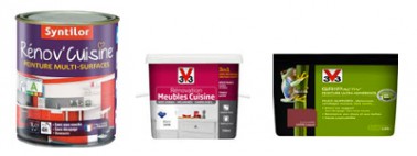pour repeindre ses meubles de cuisine, peinture Renovation meuble et GripActiv' V33 et peinture Rénov'Cuisine de Syntilor