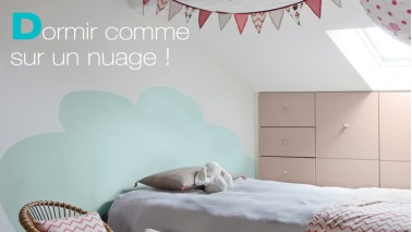DIY Déco pour une tête de lit à peindre en forme de nuage sur le mur d’une chambre romantique enfant ou adulte