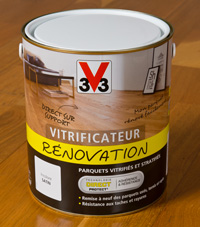 Pot Vitrificateur Rénovation V33 disponible en 0.75l, 2.5l et 5 litres en grandes surfaces de bricolage
