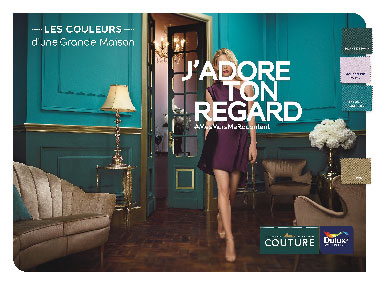 Les nouvelles couleurs tendance de la collection Glamour peinture de la ligne Couture Dulux Valentine pour une déco chic et élégante en 2015 en vente chez Castorama. 9 teintes et un effet déco doré parmi les 29 couleurs de la gamme Couture
