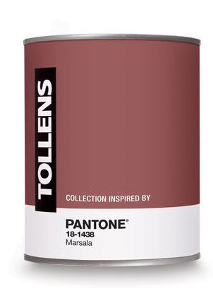 Peinture Marsala, couleur Pantone 2015 chez Castorama. Prix public indicatif : 34,95 € le pot de 1 litres et dans le réseau Couleurs de Tollens (160 magasins)