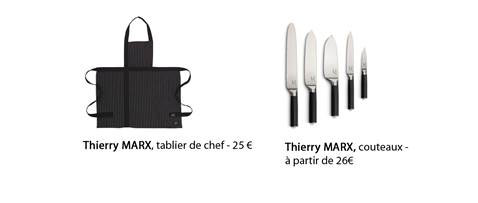 Tablier de chef et couteaux de cuisine tirés de la collection de Thierry Marx éditée pour Habitat