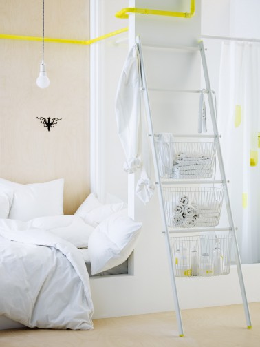 Le porte serviette esprit échelle il fallait y penser, maintenant que c'est fait ça semble indispensable. anneau porte-serviette 190 cm blanc 19,90€ Sprutt