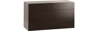 Idéale pour relooker votre salon, ce meuble en bois marron dispose d'un design épuré. Les tiroirs une fois ouvert (système de pression) laissent apparaitre l'intérieur rouge.