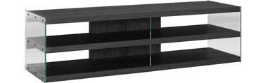 Idéal pour relooker votre salon, ce meuble audio-télé en panneaux de particules plaqués chêne gris anthracite apporte matière et transparence.