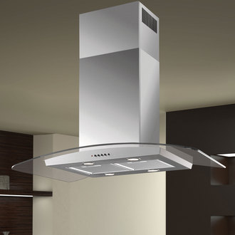 Aérienne, la hotte îlot s’inscrit parfaitement dans la tendance déco à la  cuisine ouverte. Fabriquée avec des matériaux nobles et offrant un design très actuel cette hotte en inox et verre transparent courbé apporte une touche de classe à toute cuisine.