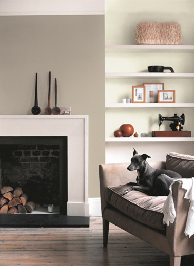 Créer une ambiance cocooning avec une peinture lin dans le salon rien de plus facile direz-vous ? Plus probant encore avec une peinture blanc cassé pour repeindre une niche et le cadre de la cheminée. Avec un canapé ou fauteuil  brun clair, ce choix de peinture salon est à coup sûr propice à une ambiance déco cocooning. 