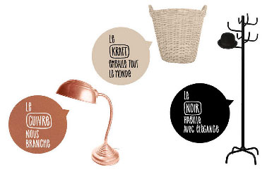 Un coup peinture en bombe couleur cuivre sur un pied de lampe et voilà une nouvelle lampe dans le salon. Avec la même technique, panier, cadres photos ou miroir se relooke rapidement avec la peinture Relook Tout de Maison déco disponible en 26 couleurs pop ou classiques