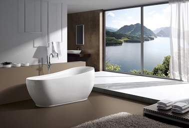 Des courbes audacieuses entre ovale et rectangle pour une baignoire originale et raffinée Idéale pour une grande salle de bain, cette baignoire centrale adopte l’ambiguïté des formes avec un socle visible rectangulaire qui se développe en hauteur dans des courbes plus ovales. Une dualité dans le design qui rajoute à la modernité de cette baignoire d’aspect simple et élégant. Dans une grande salle de bain, cette baignoire îlot à la capacité de rétablir une certaine douceur et un équilibre entre les volumes de part sa conception assez minimaliste.