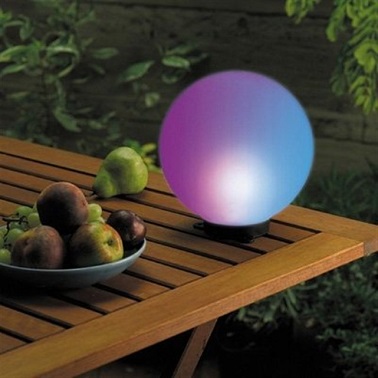 Effet déco mystique féerique avec cette lumière d'extérieur globe coloré dans le jardin Ce globe lumineux coloré se démarque des traditionnelles lumières d'extérieur. Son design rond et ses couleurs apportent un aspect plus moderne à la lumière qui est diffusé. Fait pour se poser sur une table, ce globe lumineux à led apporte un côté féerique dans le jardin. Les couleurs diffusées par ce luminaire sont changées de façon aléatoire et la rapidité de changement peut être choisie en fonction de ses envies. Avantages de ce globe, il s’allume tout seul dès la tombée de la nuit et à une autonomie sur batterie égale à 10 heures d’éclairage. Flottant sur l’eau ce globe peut également venir embellir la piscine. Une lumière d’extérieur originale et moderne, on adore ! La Redoute - Magic Globe Solaire – Diamètre : 20 cm - Prix : 29,90 l’unité
