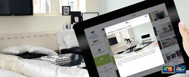 Avec ce simulateur peinture Dulux Valentine, prenez une photo du salon à repeindre, sélectionnez 1, 2 ou 3 couleurs sur votre tablette et visualisez en live le rendu couleur sur les murs du salon