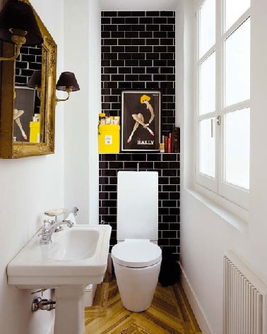 Le carrelage wc se met àla couleur pour faire la déco Noir sol décor