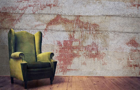 Lé unique pour un papier peint trompe l'oeil mur gris avec effet de rouge Scenolia