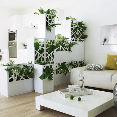 Une cloison végétale amovible est une façon originale de séparer et décorer une pièce de la maison. Dans le salon ou la cuisine cet aménagement est du plus bel effet.