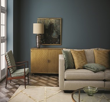 Un salon couleur bleu couleur Bleu Prusse peinture Zoffany