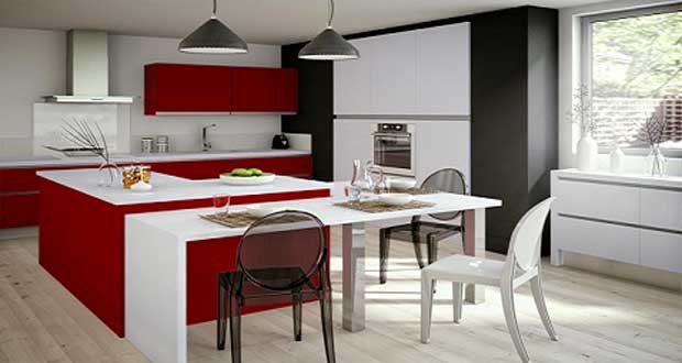 Idée déco de cuisine rouge moderne et design Credence désign cuisine