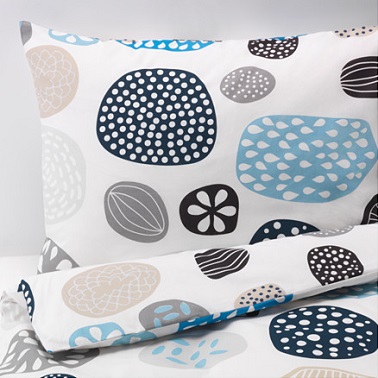 Housse de couette et taie d'oreiller linge de lit à motifs ronds et automnal.