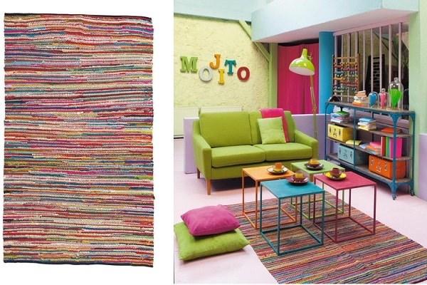 Un tapis plein de gaieté avec des mini rayures de toutes les couleurs.