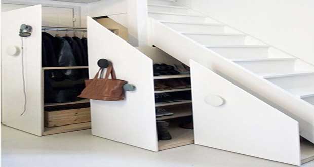 meuble chaussures sous escalier