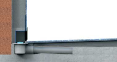 Système de receveur de douche italienne à encastrer avec pente intégrée, siphon à sortie horizontale. Installation rapide en deux étapes. Brevet Lazer.