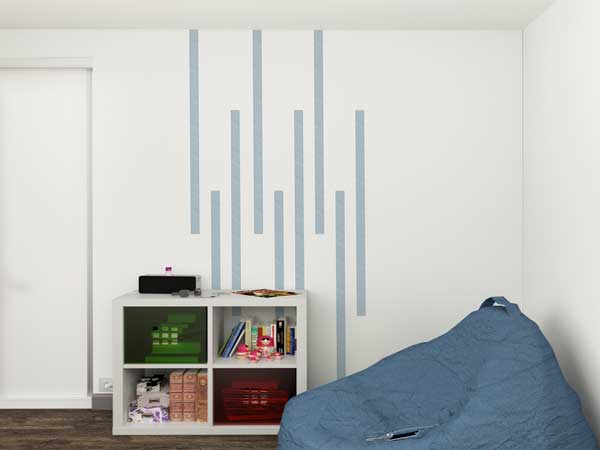 ruban masking tape couleur bleu pour une chambre deco