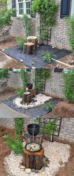 Fabriquez une fontaine pour votre jardin zen Fabriquer une fontaine avec des rondins bois est une bonne idée de DIY déco pour aménager un jardin zen pas cher. Le résultat est esthétique et apaisant.