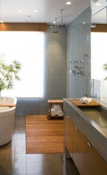 Un nouvel esprit zen pour refaire sa salle de bain Refaire une salle de bain dans l’esprit zen est facile avec quelques éléments typiques de ce style : le bois, et un bambou en pot. Il n’en faut pas beaucoup plus pour une déco asiatique.