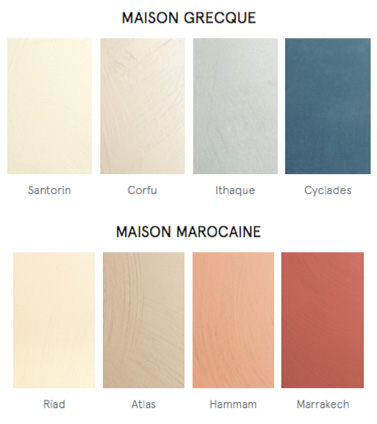 Nuancier Peinture à la chaux 8 couleurs de Maison Déco 