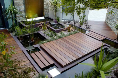 terrasse bois et jardin zen