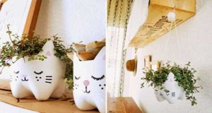 Découvrez 4 DIY déco pour réaliser des pots de fleurs en transformant de simples bouteilles plastique de récup peintes et décorées de motifs rigolos