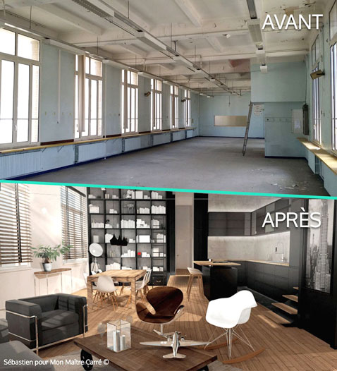 Grâce aux conseils d'un architecte d'intérieur, voilà un loft design et moderne joliment aménagé ! Un projet d'aménagement facilité grâce à Mon Maître Carré