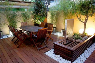 terrasse bois et jardin zen