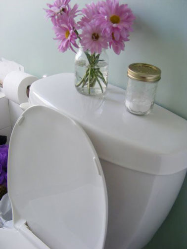 Voilà une solution naturelle et pas cher pour que les WC sentent bon ! Un petit pot remplit de bicarbonate de soude qui absorbe les mauvaises odeurs 