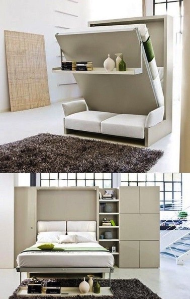 Quand vous hébergez vos amis, voici un canapé modulable qui fera votre bonheur ! Transformable en armoire et canapé le reste du temps, il trouvera parfaitement sa place dans le salon 