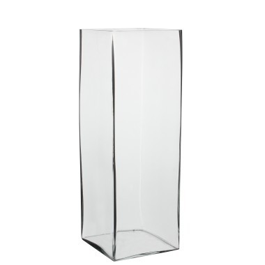 Vase carré haut en verre transparent