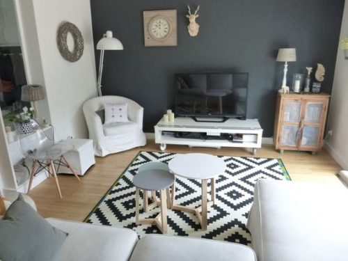 un mur couleur charbon dans un salon style scandinave