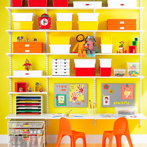 bureau étagère fixé au mur pour tout petit