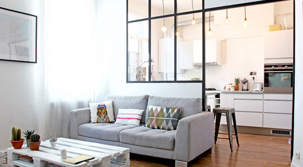 Verrière d'atelier dans un salon