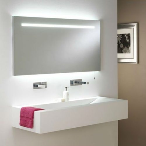 Miroir avec bandeau lumineux intégré et contour lumineux également