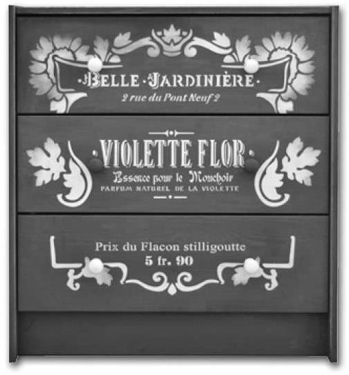 meuble personnalisé avec des pochoirs